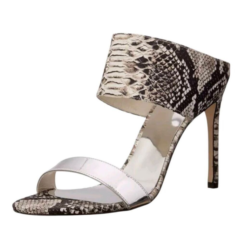 STUART WEITZMAN Python Embossed Leather Open Toe Stiletto Heels Size 9M